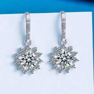 NEW  Moissanite sterling silver sun flower Earrings